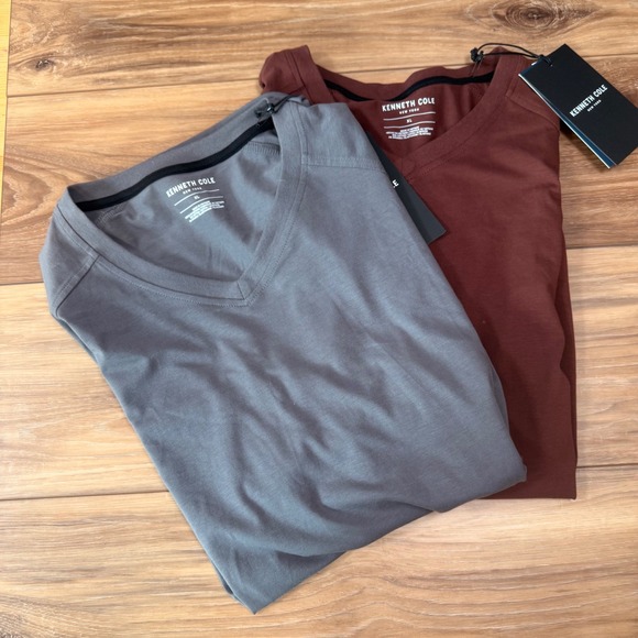 Kenneth Cole New York Mens XL V Neck T Shirt  Bundle Gray Brown NWT MSRP $98 - Picture 1 of 13